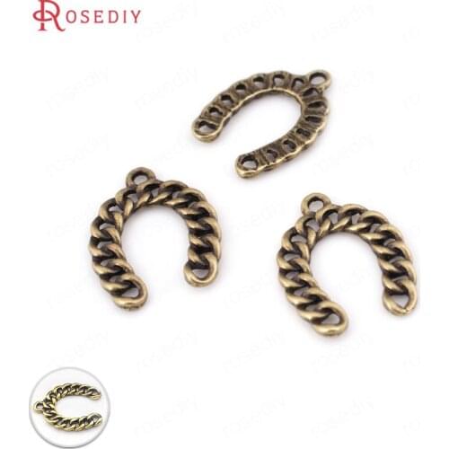 F650)30 pieces 22*17mm Antique Gold Zinc Alloy Chain Shape Horseshoe Charms Pendants Diy Jewelry Findings Accessories wholesale