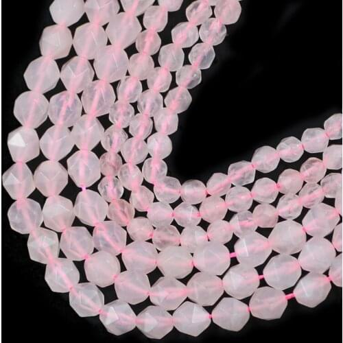 HGKLBB Natural Faceted Pink Rose quartzs Crystal Round Spacers Loose Stone beads for Jewelry making DIY bracelet necklace 6/8MM