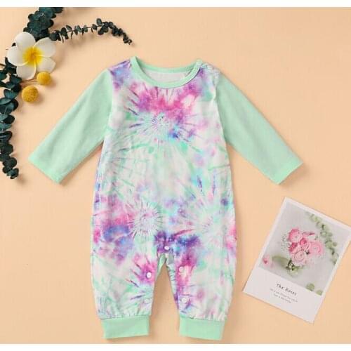 Newborn Baby Long Sleeve Tie-dye Print Romper Fashion O-neck Romper for Infant Baby Girls Boys