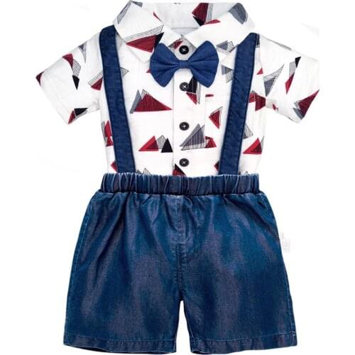SummerBaby Boys Clothes Children Suit Newborn Tracksuit Formal Dresses Romper+Short 2Ps Costumes For Children 1st Birthday Dress