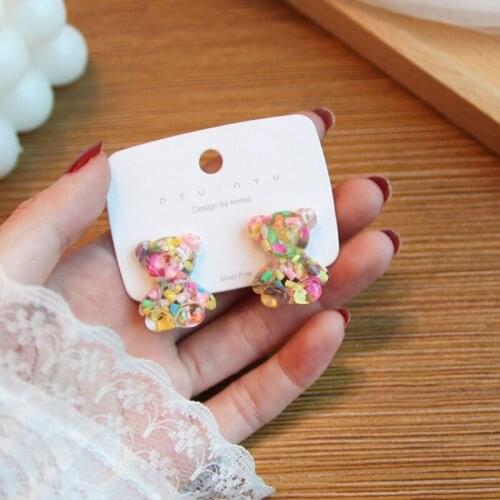 S925 Crystal Candy Color Bear Pendant Charms for Necklace Bracelet Earrings Jewelry Making Diy Findings Bears Christmas Gift