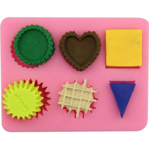 Love Waffle Dessert Chocolate Flip Sugar Cake Silicone Mold Gypsum Drop Soap Mould DIY Baking Decoration