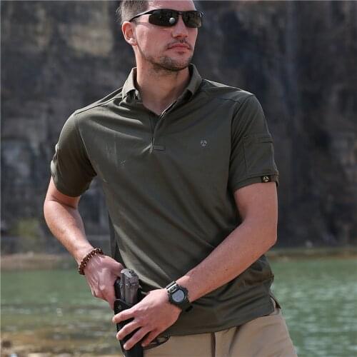 Military Tactical Polo Shirt Mens Summer US Army Camouflage Polo Male Breathable Quick Drying Arm Pocket Polo Shirts Size S-2XL