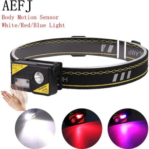 Mini Rechargeable XPG LED Headlamp Body Motion Sensor White/Red/Blue Headlight Camping Flashlight Head Light Torch Lamp With USB