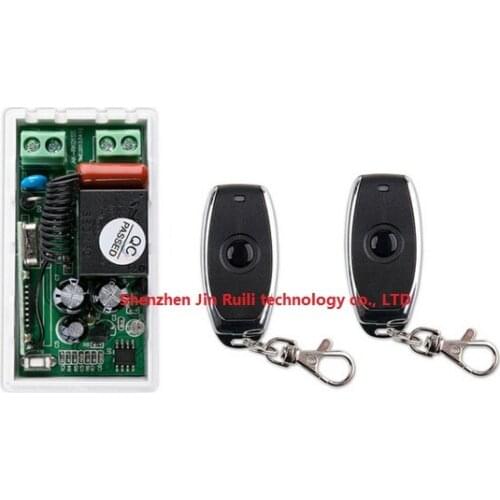 Latest AC 220 V 1CH Wireless Remote Control Switch System 1pcs Receiver + 2pcs one-button metal Remote 315mhz/433mhz