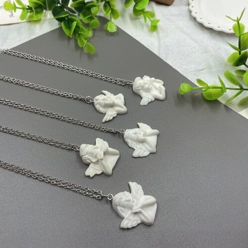 Fashion Cute Multicolor Cupid Resin Gummy God of Love Necklace for Girls Women Children Birthday Gift Lovely Jewelry