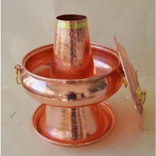 Pure Copper Hot Pot Handmade Thick Home Restaurant Use With Lid