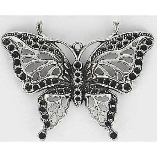 6PCS Vintage Large Tone Metal Hollow Open Butterfly Animal Charms Pendants for Findings Jewelry
