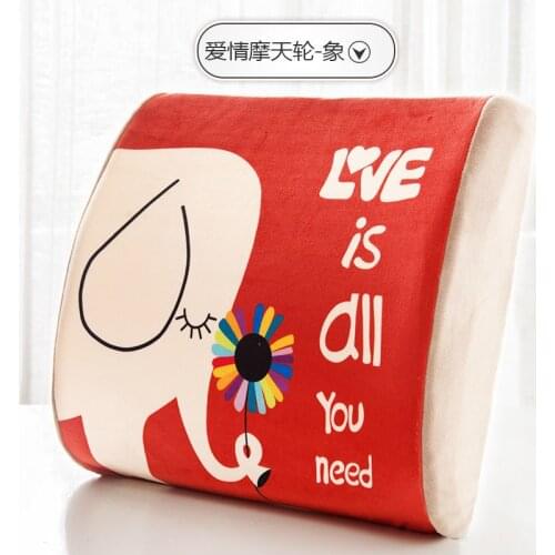 Lumbar Pillow Kids Cartoon Owl Design Lumbar Memory Foam Sofa Office Chair Back Cushions Home Decortaive 32x32cm