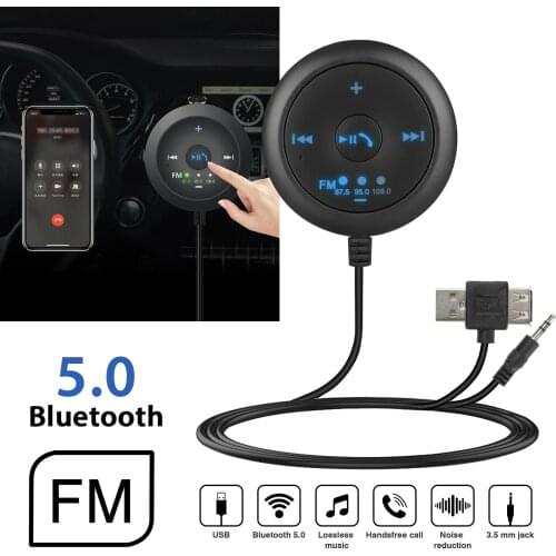 Bluetooth Receiver FM Transmitter Adapter AUX-in Wireless Audio Receiver for Car Stereo Audio Wide Compatibility