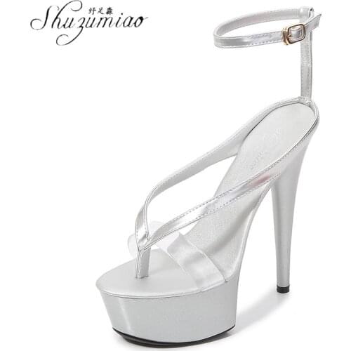 SHUZUMIAO High-heeled Stage Show High Heel Sandals Dress With Buckle Strap womens Shoes Plus Size Sexy Sandals For Lady 2021