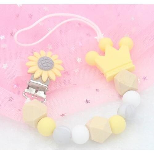 Flower Silicone Baby Pacifier Clips Silicone Crown Pacifier Chain Holder Baby Shower Gift