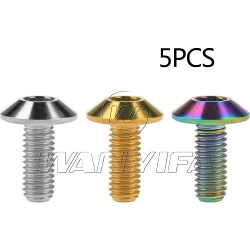 Wanyifa Titanium Bolt M6x12mm M6x15mm M6x20mm Allen Button Head Screws Motorcycle Bicycle 5pcs/lot