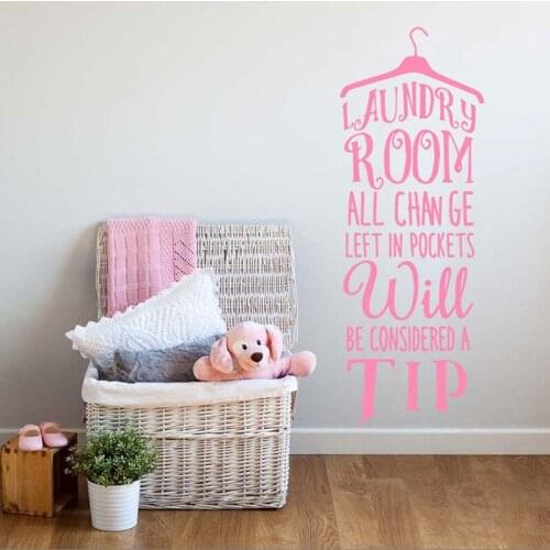 Laundry Hanger Quote Wall Sticker Girls Style Home Decor Laundry Room Decoration Removable Waterproof Art Murals Poster
