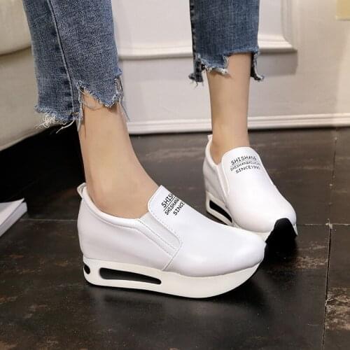 2021 autumn Wedges womens shoes low-top casual loafers women platform sneakers black womens fashion shoes zapatos mujer