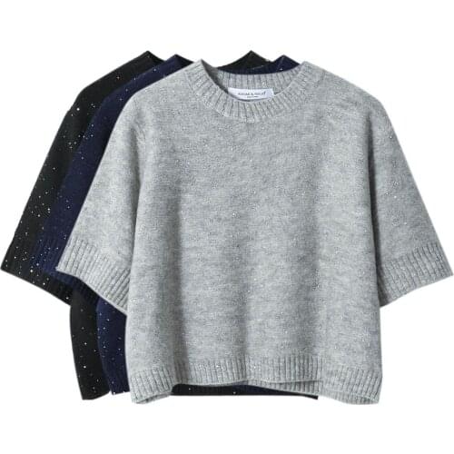 2020Sweater Female Jumpers solid basic sweater Korean Style Loose Sweater Women Pullover Casual Half Long Sleeve Knit