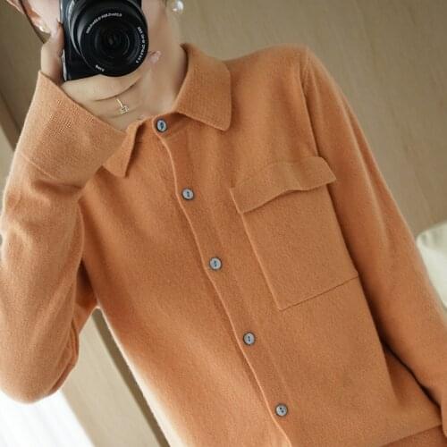 Women Jackets 100% Pure Wool Knitting Cardigans Ladies Long Sleeve Soft Cashmere Sweaters Cardigan Woman Clothes High-end Tops