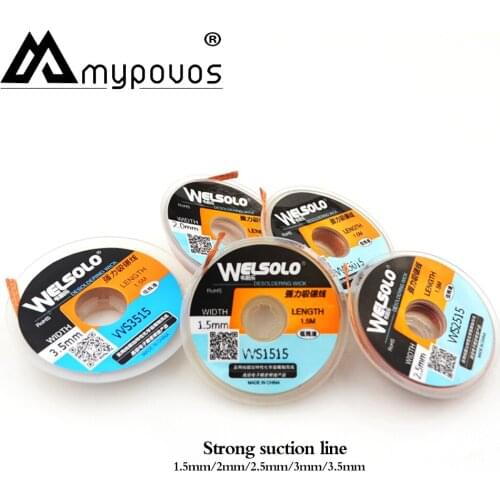 1.5 m / 5 ft wide 1.5 / 2 / 2.5 / 3 / 3.5 mm solder core remover desoldered braided solder remover suction cup flux core cable