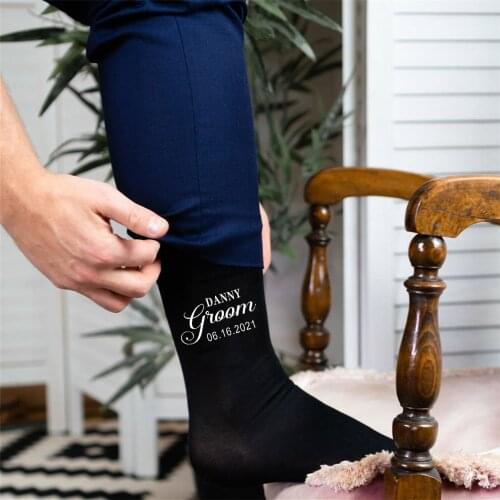 1 Pair Custom Name Wedding Party Man Socks Personalized Father of the Bride Best Man Wedding Gifts Mens Suit Matched Socks
