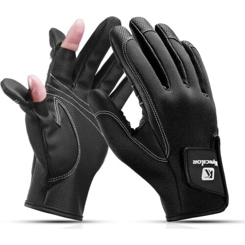 1 Pair/set 2 Half-Finger Breathable Leather Gloves Sport Winter Fishing Gloves Anti-Slip Waterproof Cycling Fishing Glove