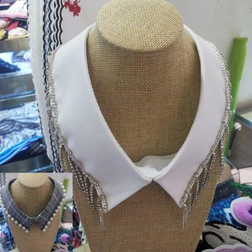 1pcs Shirt collar Pearls Claw drill tassel rhinestone Handmade Diy Clothes Accessories Neckline Lace