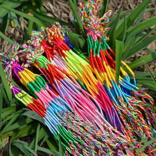 100PCS/Lot Wholesale Unisex Pure Manual Colorful Cotton Yard Woven Friendship Bracelets / Fashionable Party Bracelet Jewelry