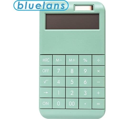 12-Digit Portable Desk Calculator Solid Color Business Accounting Tool Built-in 210mAh Battery With Solar School Office Supply