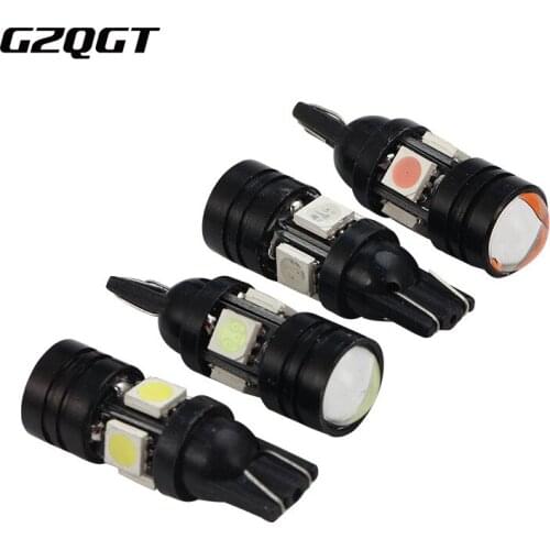 1x T10 Car Lights White High Power W5W 194 Led 5050 4SMD + 1.5W COB Lens Interior Light Bulbs 12V Number Plate Clearance Lamp