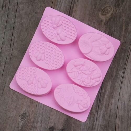 2pcs 6-Cavities 3D Bee Silicone Mold DIY Soap Clay Candle Making Cake Fondant Baking Mould R7UB
