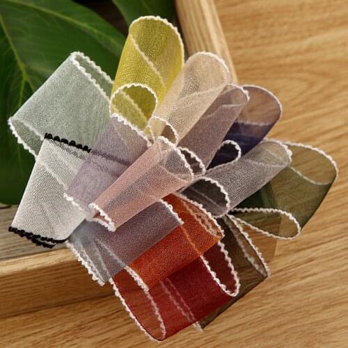 5 yards 10mm/25mm/40mm Glitter Wavy Edge Gauze Organza Ribbons for DIY Craft Ribbon Gift Wrapping Hair Bowknot Materials