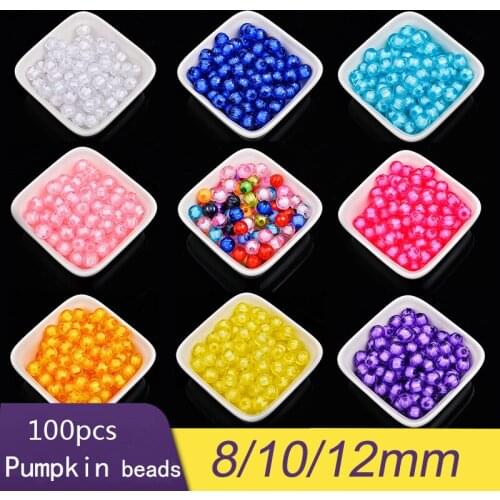 8mm 10mm 12mm 100pcs Acrylic Transparent Chunky bubblegum Pumpkin shape Bead Toys DIY Educational Toys Material