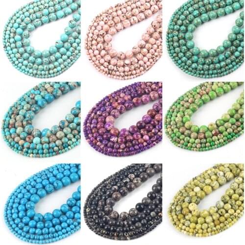 Natural Stone Turquoises Howlite Agates Malachite Round Beads Loose Beads For Jewelry Making DIY Bracelet 4 6 8 10 12mm