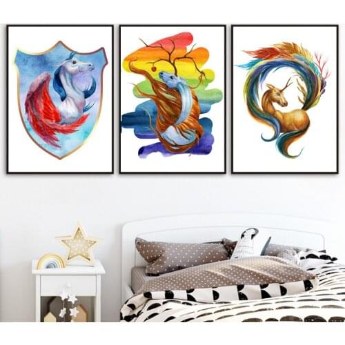 Color Unicorn Diamond Painting Cartoon Diy Full Square Round Drill Animal Diamond Embroidery Mosaic Triptych Gift Wall Decor