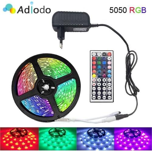 5M 10M 15M 5050 Led Strip DC12V RGB Flexible Tape Led Ribbon Led Strip Light With IR Remote For Home Kitchen Christmas Party Dec