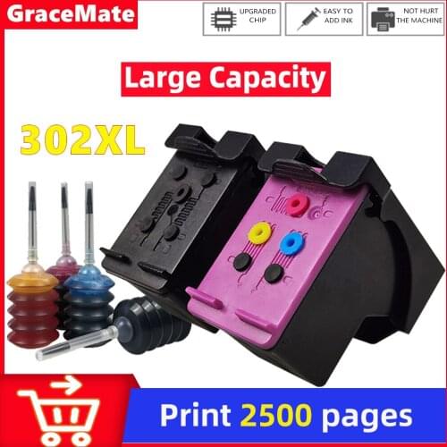 Remanufactured 302XL Refillable CISS Ink Cartridge Replacement for HP 302 302xl Deskjet 1110 1111 1112 2130 2131 Inkjet Printer