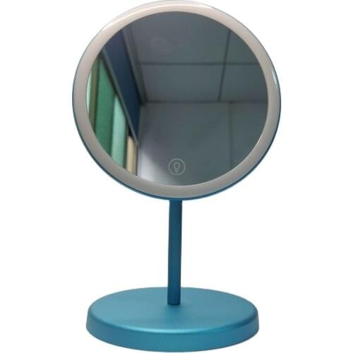 Ianna LM08 Makeup Metal Led Mirror 3 Colors HD Glass Table USB Desk Dressing Mirror with 5 Times Magnifier Alum