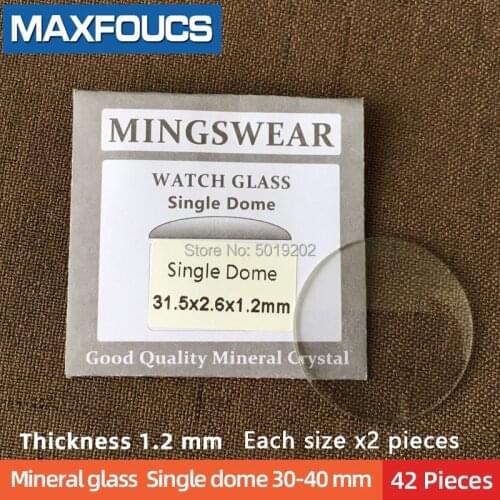 Table glass mineral glass Single dome thickness 1.2 mm diameter 30 mm ~ 40mm Each size x 2 , A total of 42 pieces