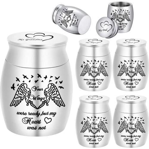 Mini Metal Sharing Personal Funeral Urn for Human Ash, Silver Decorative Urns, Aluminum alloy Small Keepsake Cremation Jar