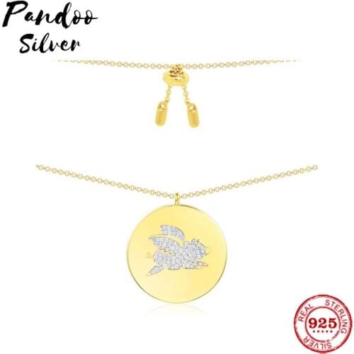 Fashion Charm Sterling Silver Copy 1:1 Copy,Adjustable Flying Pig Pendant Necklace Women 2021 Jewelry Gift With Logo