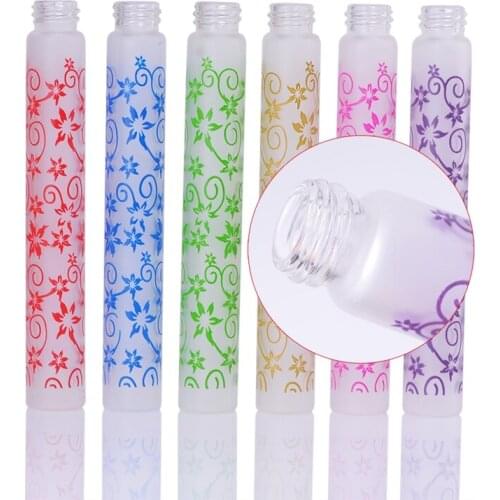MUB - 100PCS 10ml Flowers Printing Glass Bottle Spray Frosted Portable Mini Perfume Atomizer Bottles Envases Cosmeticos Vacios