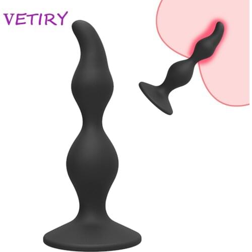 VETIRY Anal Sex Toys for Women Men Anal Plug Black Anal Bead Soft Silicone Female Masturbator Prostate Massager Butt Plug
