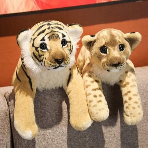 38/48/58CM Soft Lifelike Stuffed Animals Leopard Lion Plush Toys Wild Animal Tiger Toys For Children