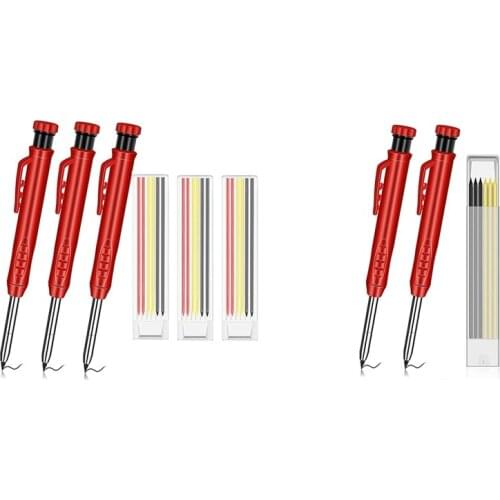 Solid Wood Carpenter Pencil Set,with Replacement Refills,Built-in Pencil Sharpener,for Woodworking Architect Architect