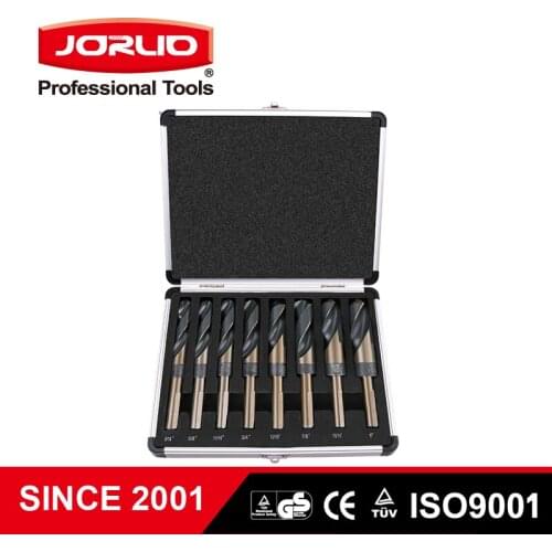 8Pcs 1/2 ” Shank Deming Twist Drill Bit Set Aluminum Carry Case HSS Power Tool