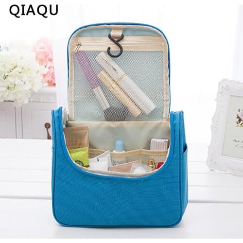 QIAQU Zipper Man Women Makeup bag nylon Cosmetic bag beauty Case Make Up Organizer Toiletry bag kits Storage Travel Wash pouch