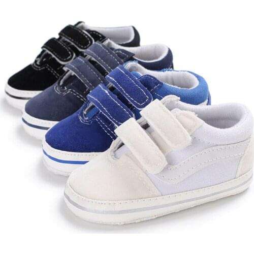 Newborn Baby Boys Shoes Pre-Walker Soft Sole Pram Shoes Canvas Sneakers Trainers Casual Shoes