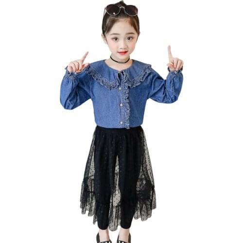 Girls Clothes Blouse + Mesh Skirt Pants Clothing For Girls Dot Girls Clothes Casual Style Kid Clothes 6 8 10 12 14
