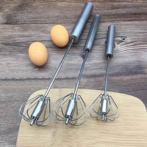 Semi-automatic Mixer Egg Beater Manual Self Turning Stainless Steel Whisk Hand Blender Egg Cream Stirring