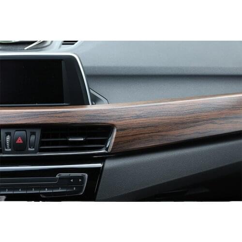 Luxury Wood Grain ABS Chrome Car Center Console Protection Panel Cover Car Styling For BMW X1 F48 2016 2017 2018