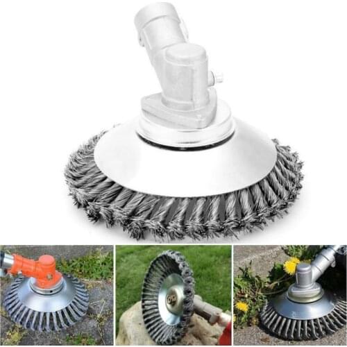 Grass Tray Weeding Wheel for Lawnmower 8/6 inch Steel Wire Grass Trimmer Head Rounded Edge Weed Trimmer Head Grass Brush Removal